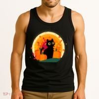 Cute Fall Autumn Lover Black Cat And Pumpkins Tank Top thumb 3