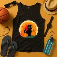 Cute Fall Autumn Lover Black Cat And Pumpkins Tank Top thumb 4