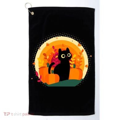 Cute Fall Autumn Lover Black Cat And Pumpkins Golf Towel
