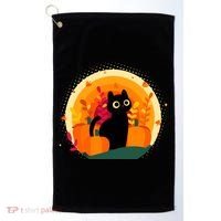 Cute Fall Autumn Lover Black Cat And Pumpkins Golf Towel thumb 0