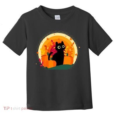 Cute Fall Autumn Lover Black Cat And Pumpkins Toddler T-Shirt