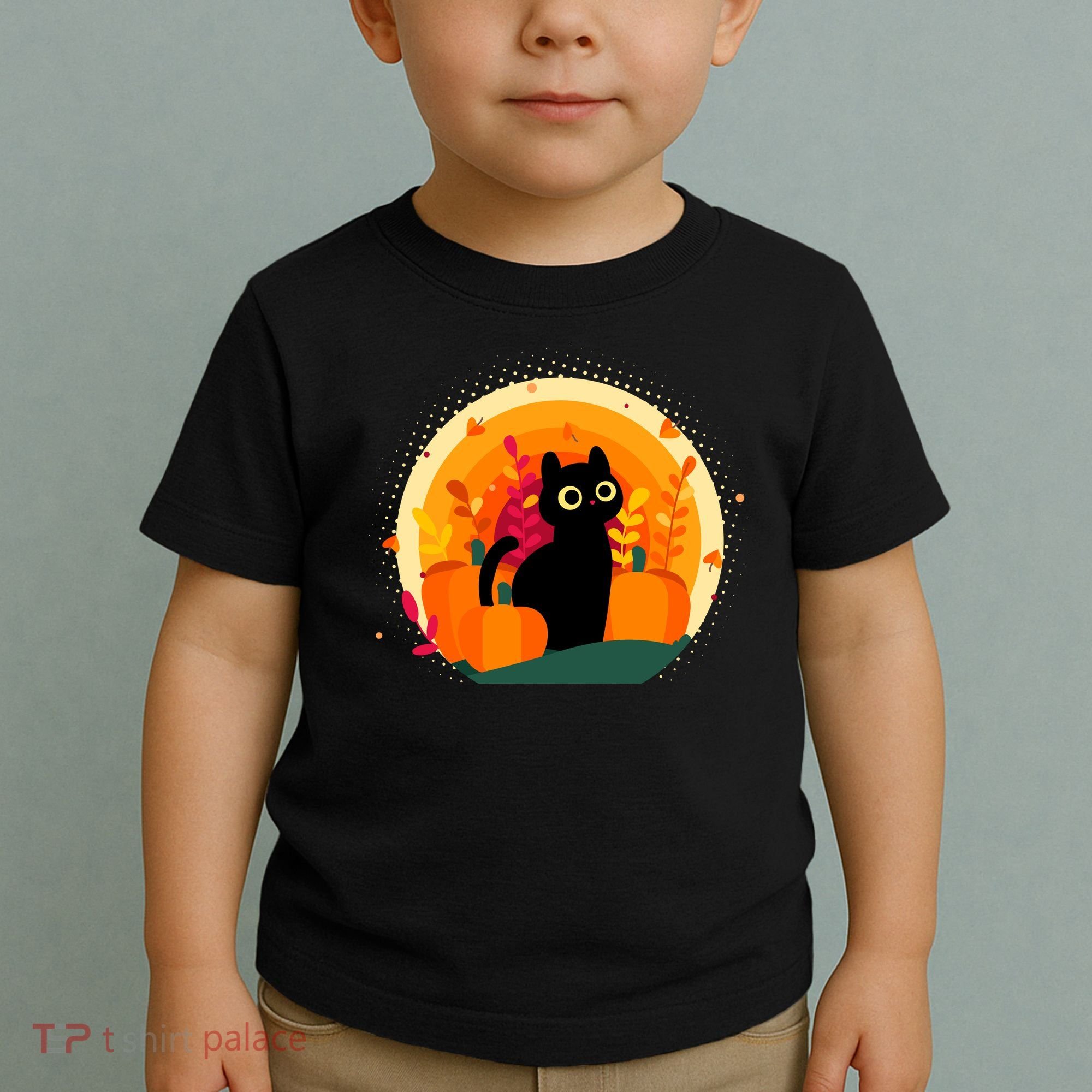 Cute Fall Autumn Lover Black Cat And Pumpkins Toddler T-Shirt