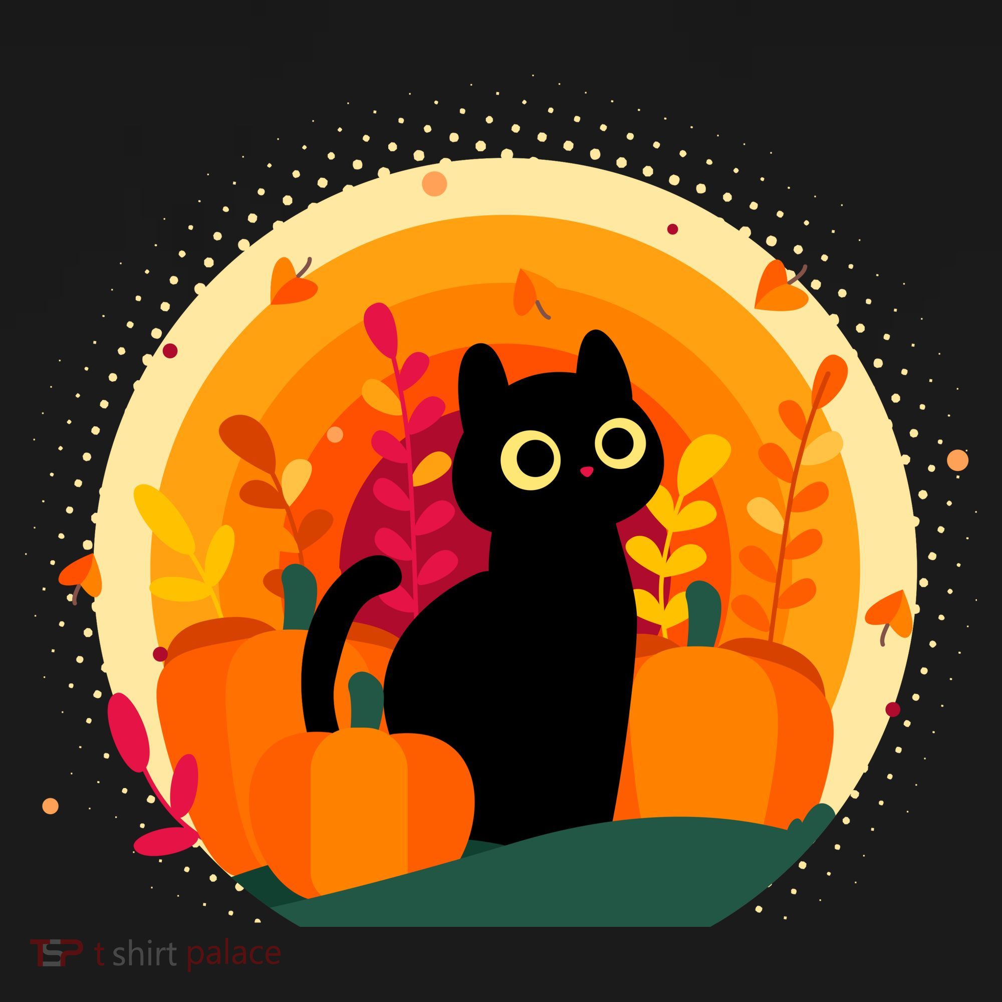 Cute Fall Autumn Lover Black Cat And Pumpkins Women's Long Sleeve Shirt