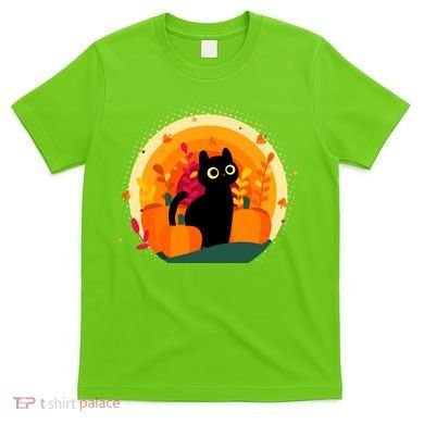 Cute Fall Autumn Lover Black Cat And Pumpkins T-Shirt