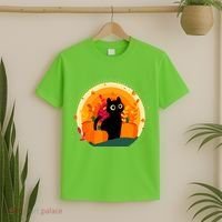 Cute Fall Autumn Lover Black Cat And Pumpkins T-Shirt thumb 2