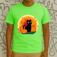Cute Fall Autumn Lover Black Cat And Pumpkins T-Shirt thumb 3