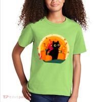 Cute Fall Autumn Lover Black Cat And Pumpkins Kids T-Shirt thumb 2