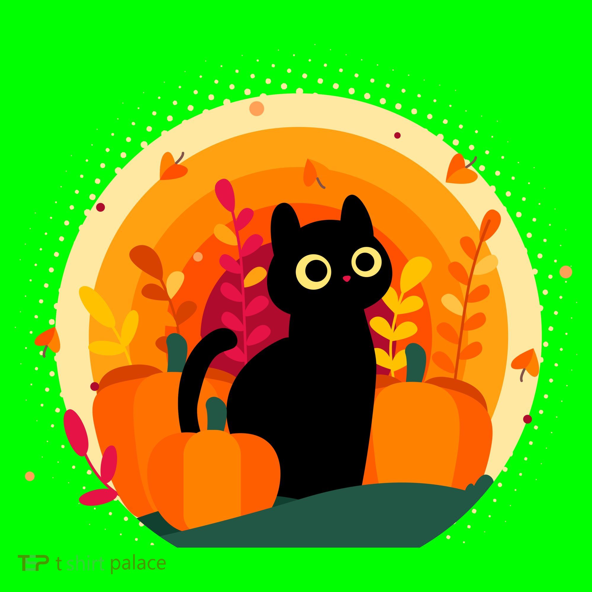 Cute Fall Autumn Lover Black Cat And Pumpkins Kids T-Shirt