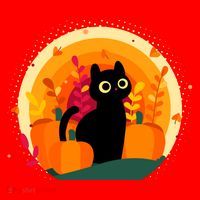 Cute Fall Autumn Lover Black Cat And Pumpkins Santa Hat thumb 1