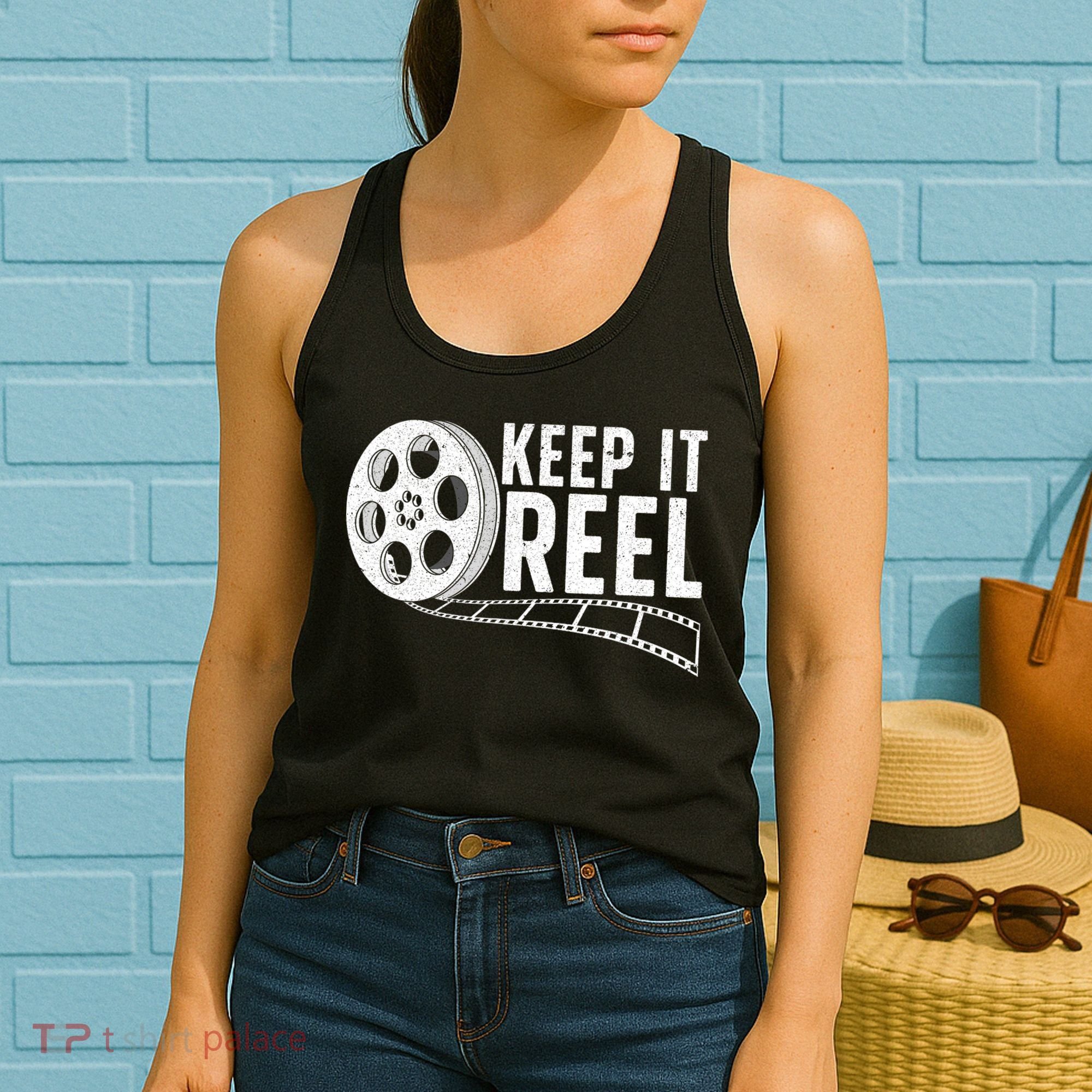Cool Filmmaker Art For Men Women Movie Film Maker Keep Reel Women's Tank Top