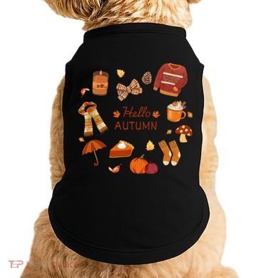 Cute Fall Autumn Little Things Retro Fall Hello Autumn Doggie Tank
