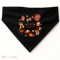 Cute Fall Autumn Little Things Retro Fall Hello Autumn USA-Made Doggie Bandana thumb 0