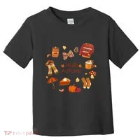 Cute Fall Autumn Little Things Retro Fall Hello Autumn Toddler T-Shirt thumb 0