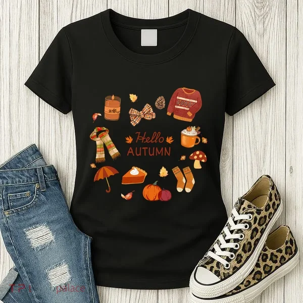 Cute Fall Autumn Little Things Retro Fall Hello Autumn Women's T-Shirt