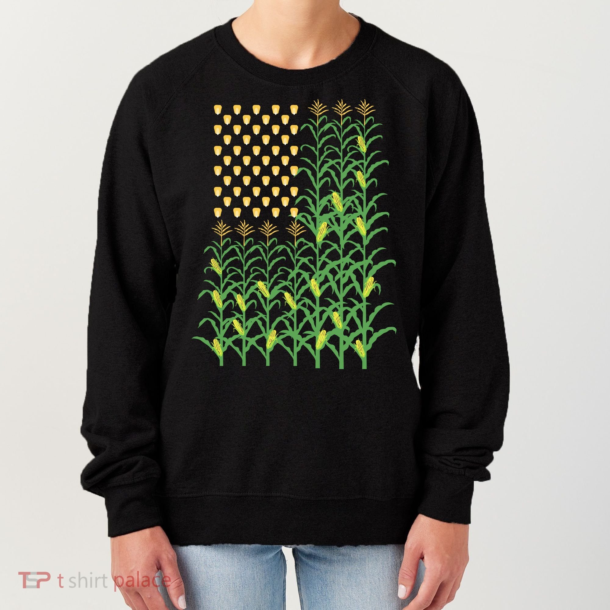 Corn Farmer American Flag Crop Farmers Farm Farming Gift Women's Sweatshirt