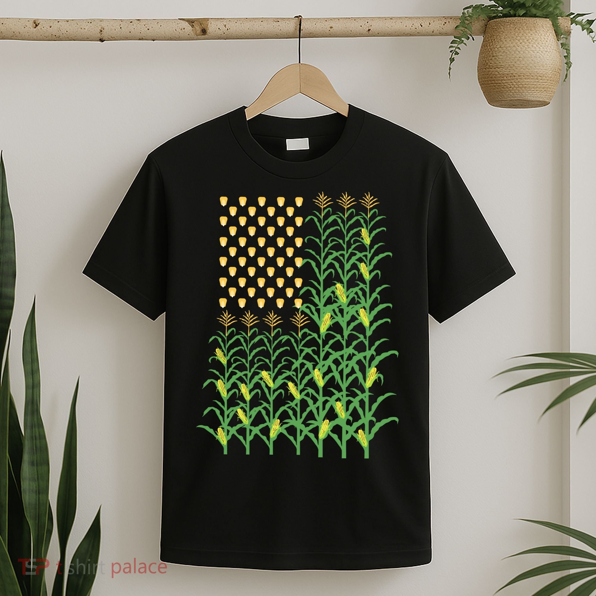 Corn Farmer American Flag Crop Farmers Farm Farming Gift T-Shirt
