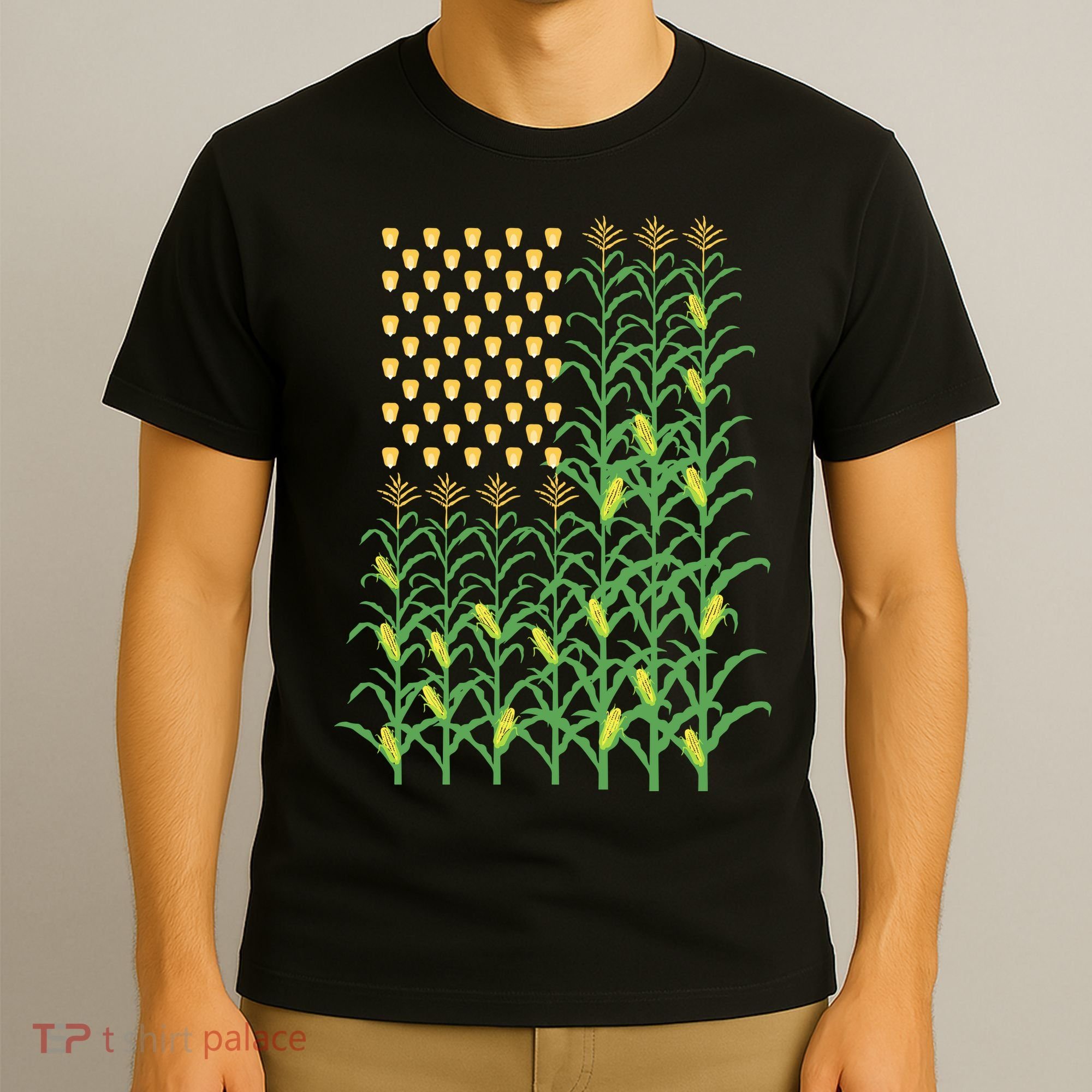 Corn Farmer American Flag Crop Farmers Farm Farming Gift T-Shirt