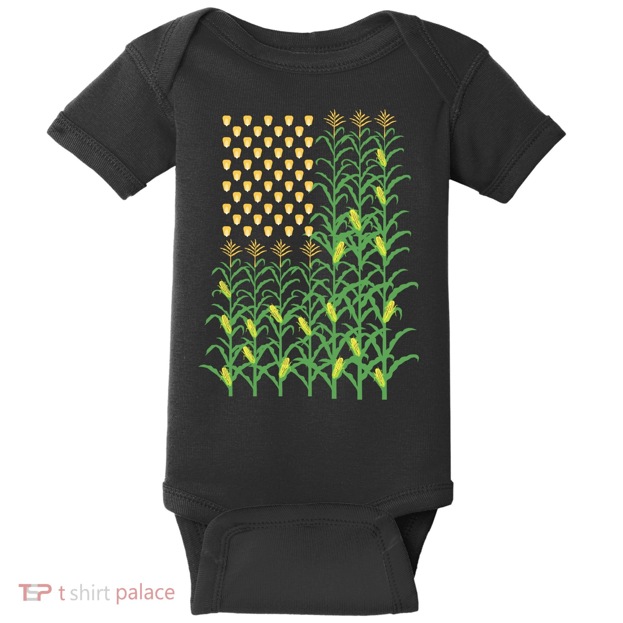 Corn Farmer American Flag Crop Farmers Farm Farming Gift Baby Bodysuit