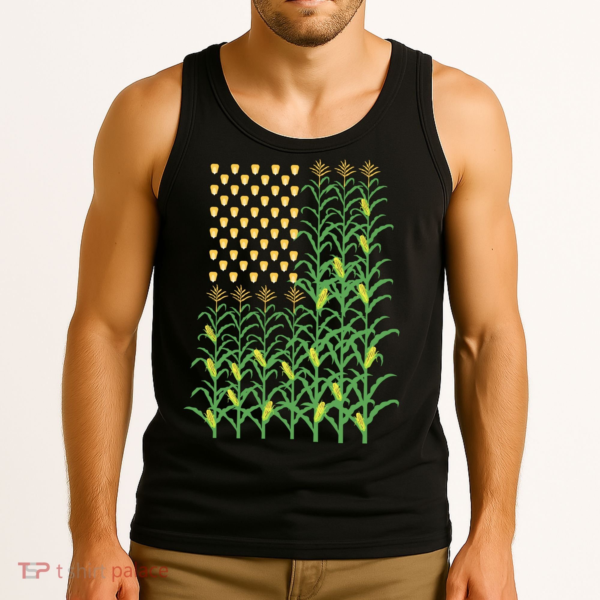 Corn Farmer American Flag Crop Farmers Farm Farming Gift Tank Top