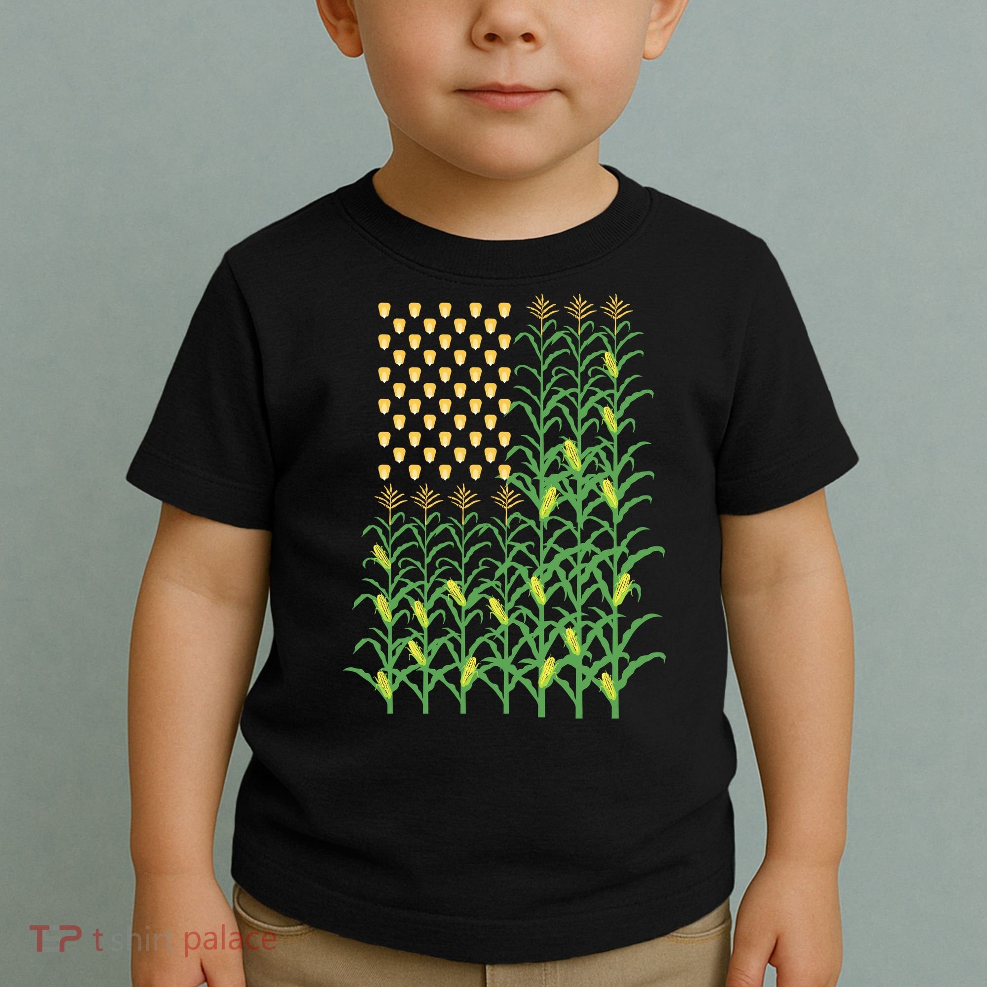 Corn Farmer American Flag Crop Farmers Farm Farming Gift Toddler T-Shirt