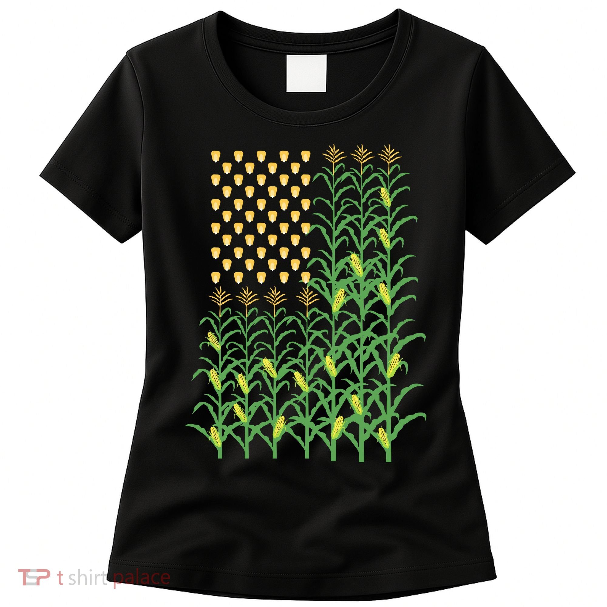 Corn Farmer American Flag Crop Farmers Farm Farming Gift Women's T-Shirt