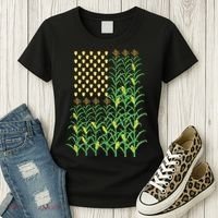Corn Farmer American Flag Crop Farmers Farm Farming Gift Women's T-Shirt thumb 3