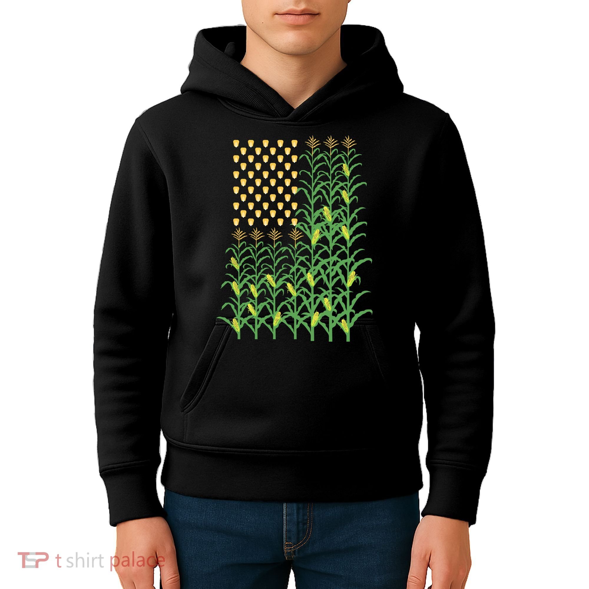 Corn Farmer American Flag Crop Farmers Farm Farming Gift Kids Hoodie
