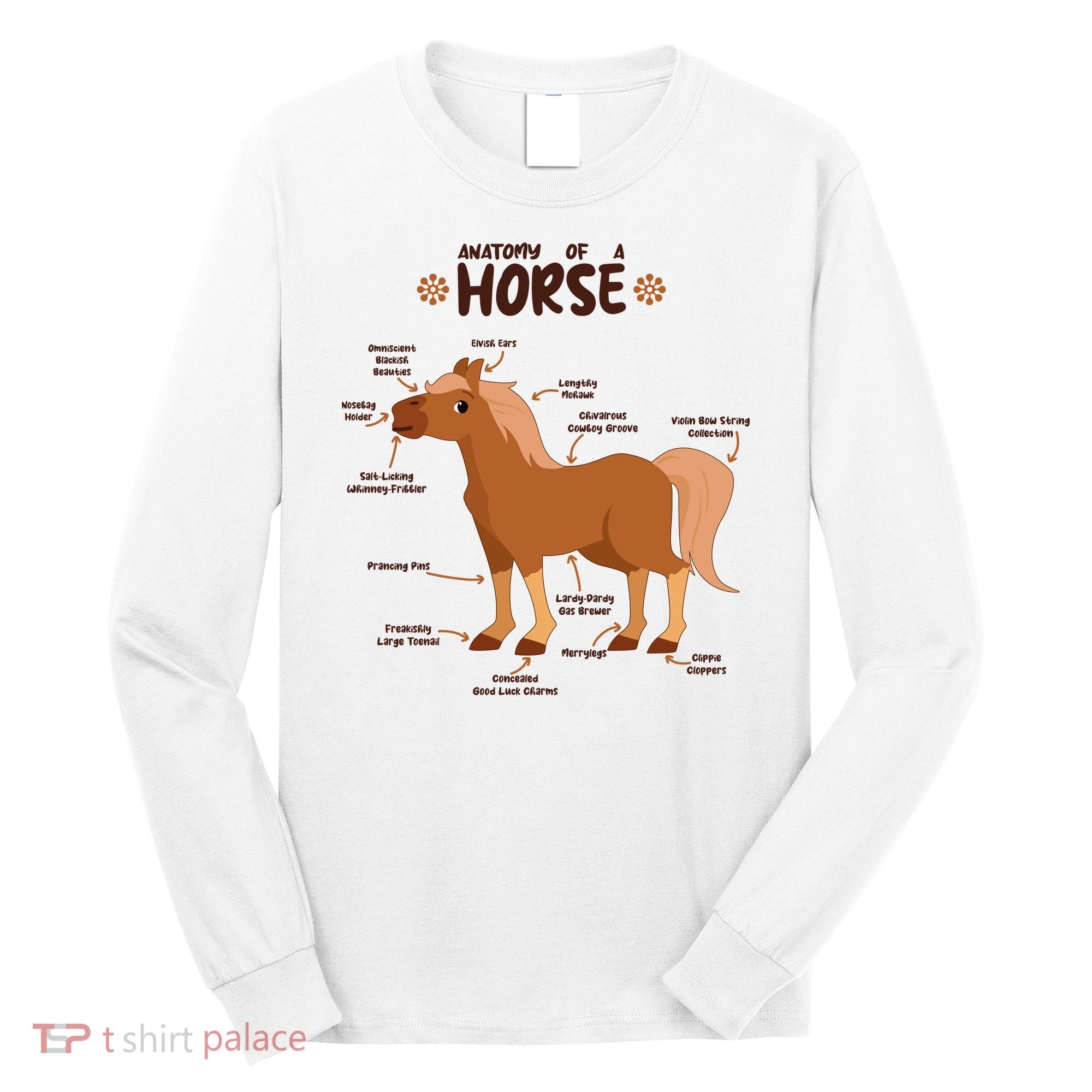 Cute Funny Anatomy Of A Horse Diagram Long Sleeve Shirt