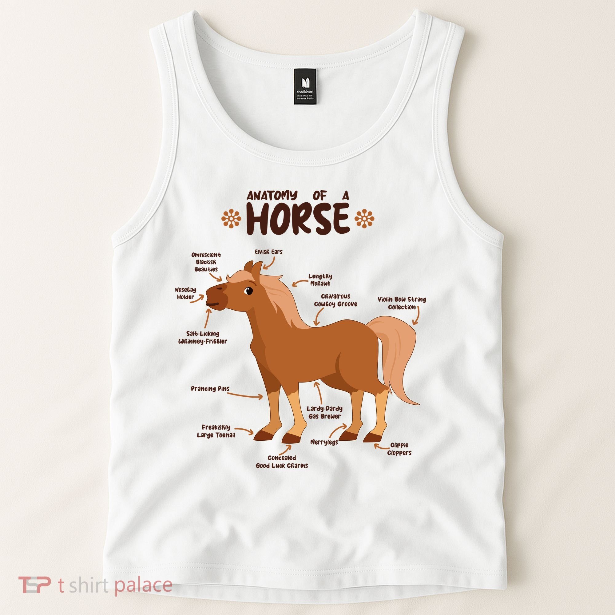Cute Funny Anatomy Of A Horse Diagram Tank Top