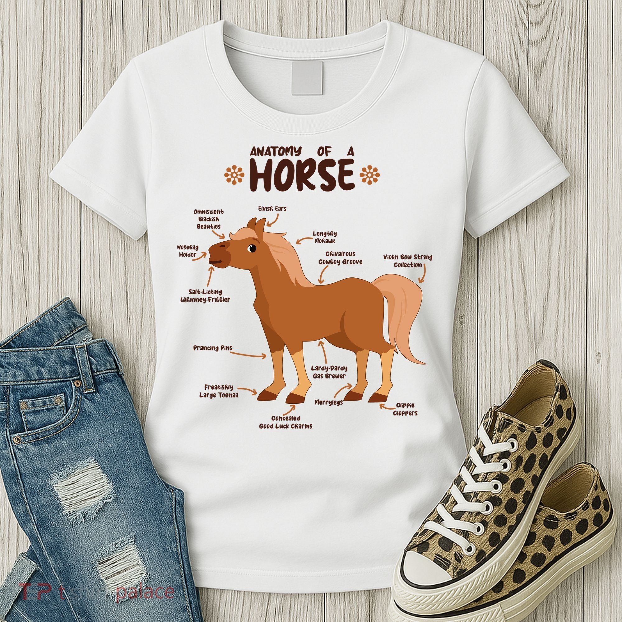 Cute Funny Anatomy Of A Horse Diagram Women's T-Shirt