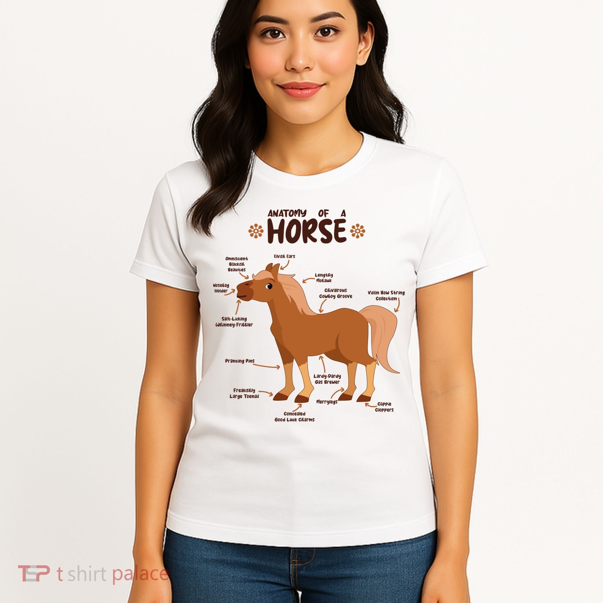 Cute Funny Anatomy Of A Horse Diagram Women's T-Shirt