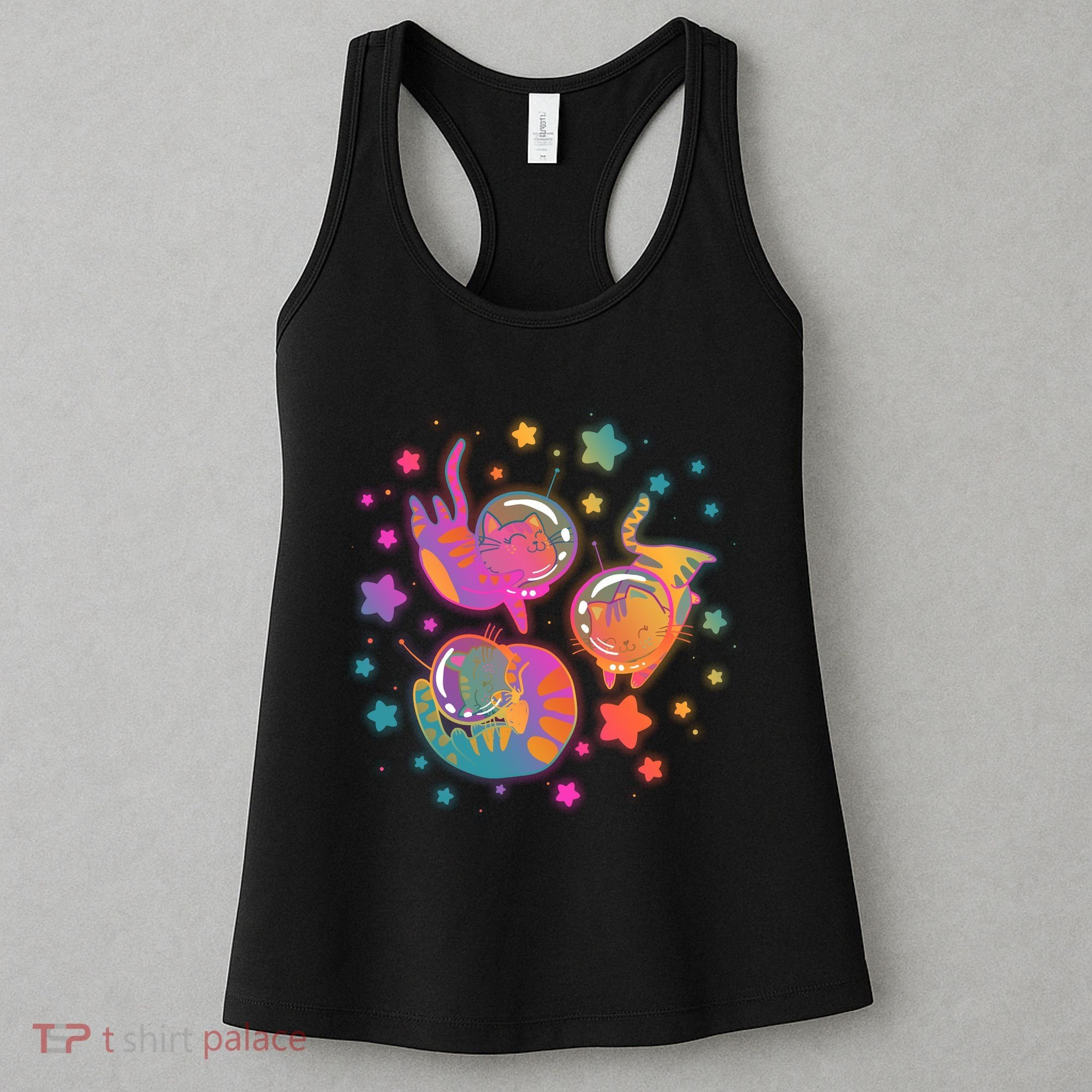 Cute Funny Astronaut Space Kitty Cats Women's Tank Top