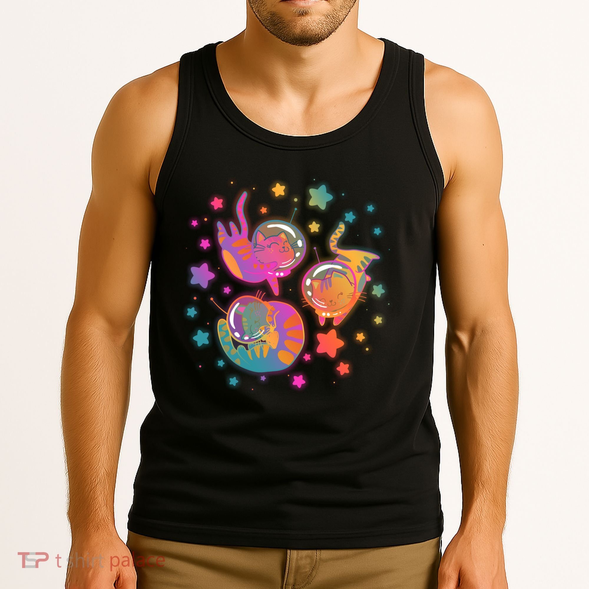 Cute Funny Astronaut Space Kitty Cats Tank Top