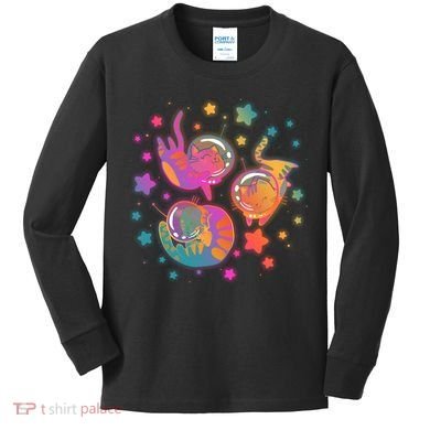 Cute Funny Astronaut Space Kitty Cats Kids Long Sleeve Shirt