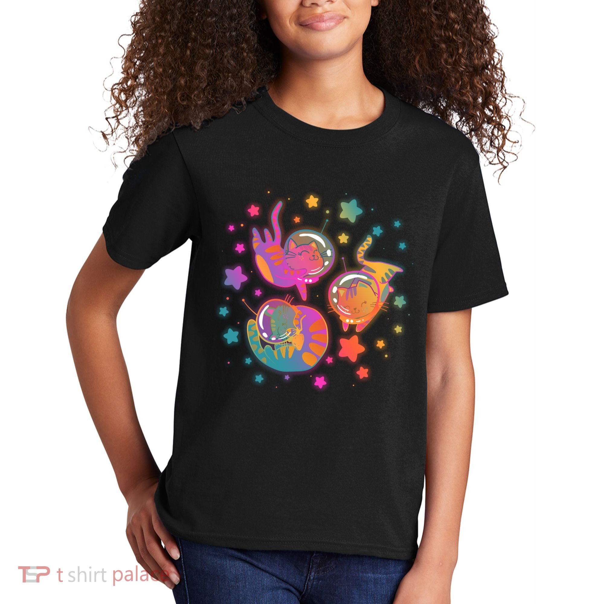 Cute Funny Astronaut Space Kitty Cats Kids T-Shirt