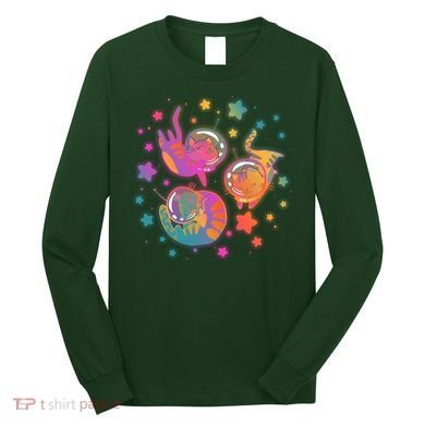 Cute Funny Astronaut Space Kitty Cats Long Sleeve Shirt