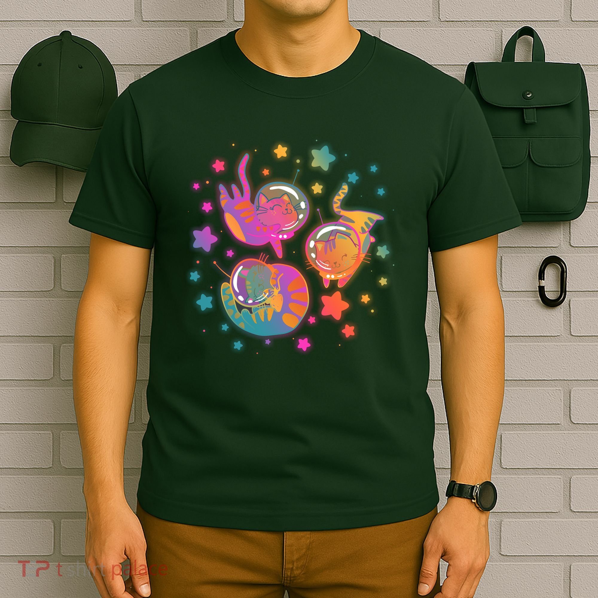 Cute Funny Astronaut Space Kitty Cats T-Shirt