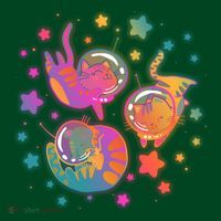 Cute Funny Astronaut Space Kitty Cats Button thumb 1