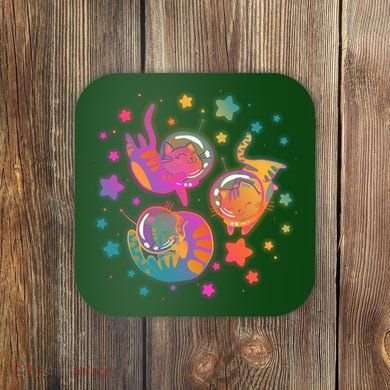 Cute Funny Astronaut Space Kitty Cats Coaster