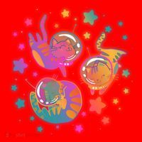 Cute Funny Astronaut Space Kitty Cats Santa Hat thumb 1