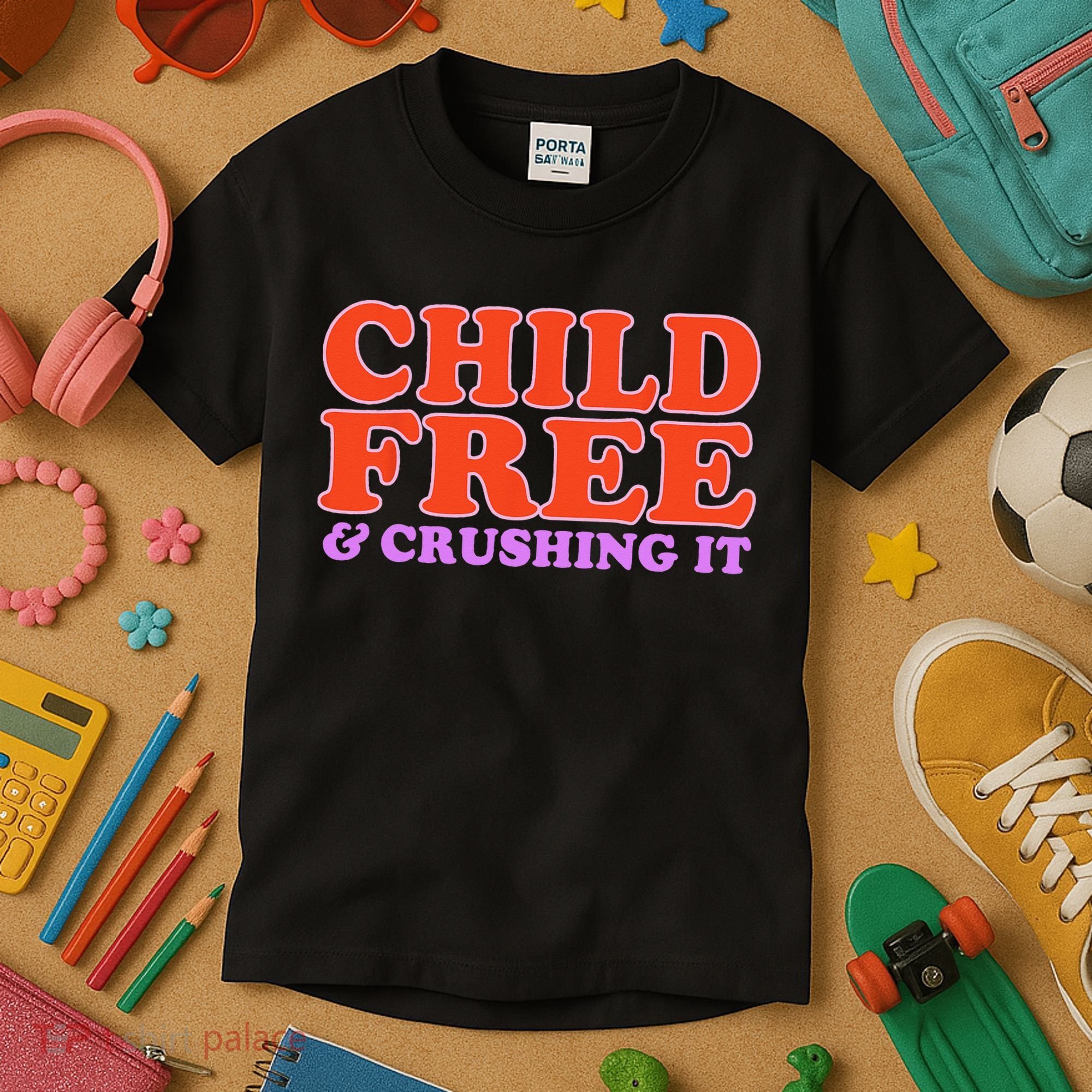 Child Free And Crushing It Funny sayings Kids T-Shirt