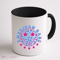 Cute Funny American Babe Leopard Print Smiley Emoji Coffee Mug thumb 1