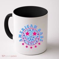 Cute Funny American Babe Leopard Print Smiley Emoji Coffee Mug thumb 0