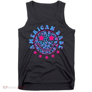 Cute Funny American Babe Leopard Print Smiley Emoji Tank Top