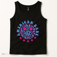 Cute Funny American Babe Leopard Print Smiley Emoji Tank Top thumb 2