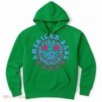 Cute Funny American Babe Leopard Print Smiley Emoji Hoodie