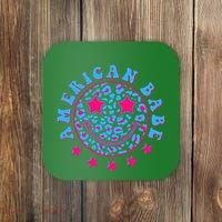 Cute Funny American Babe Leopard Print Smiley Emoji Coaster thumb 0