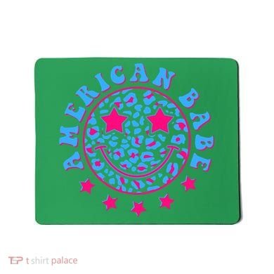 Cute Funny American Babe Leopard Print Smiley Emoji Mousepad