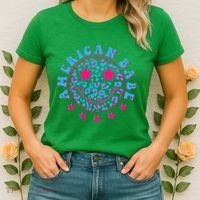 Cute Funny American Babe Leopard Print Smiley Emoji Women's T-Shirt thumb 2