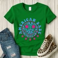 Cute Funny American Babe Leopard Print Smiley Emoji Women's T-Shirt thumb 3